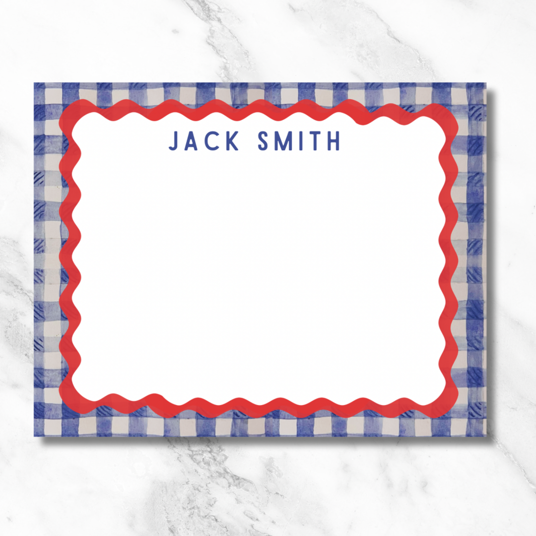 Blue Gingham Border Card