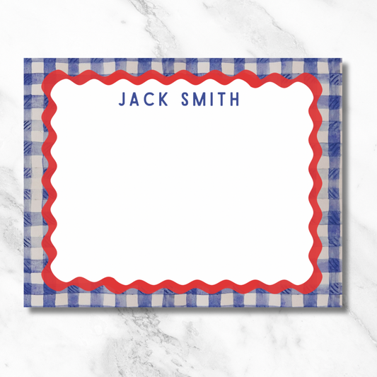 Blue Gingham Border Card