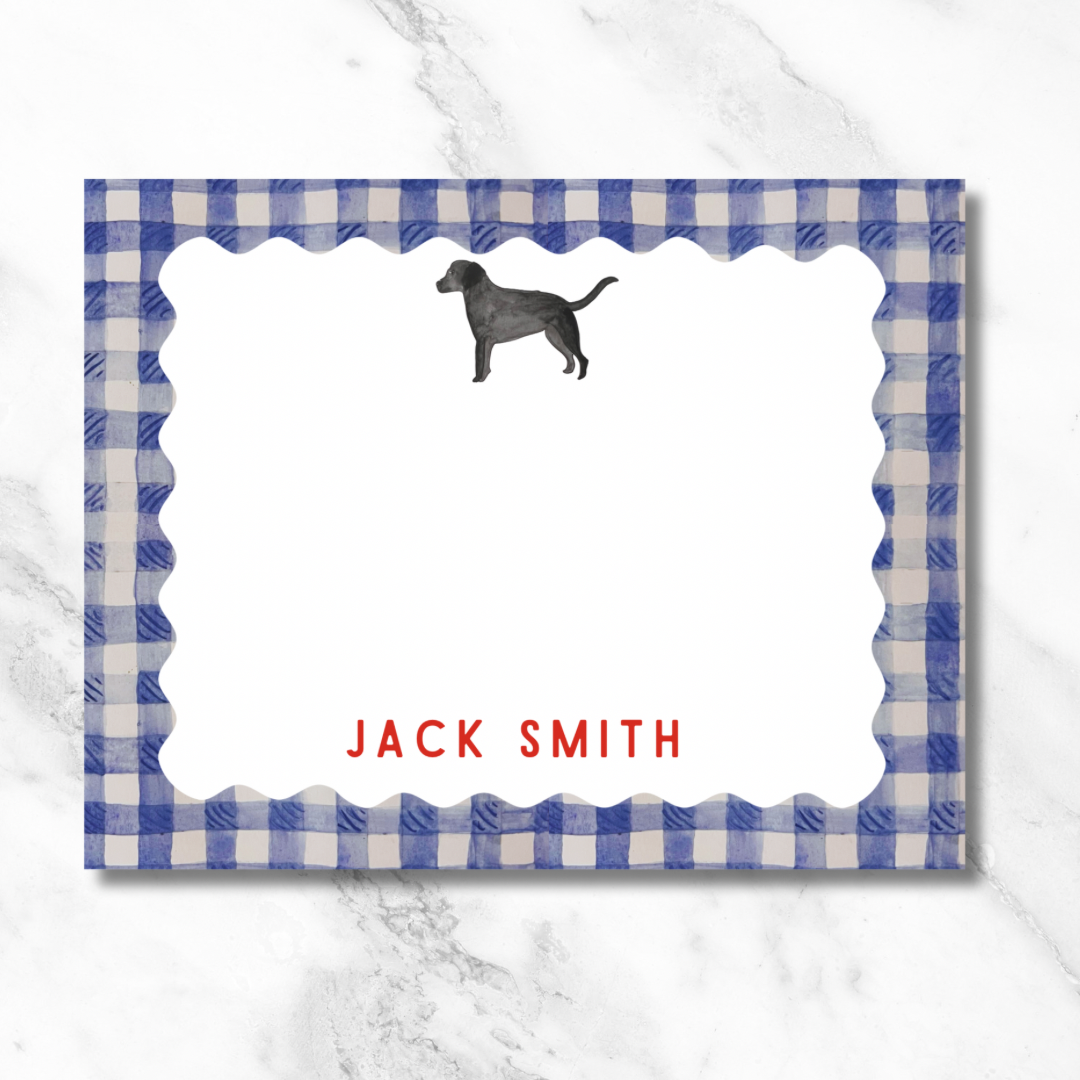 Blue Gingham Border Card